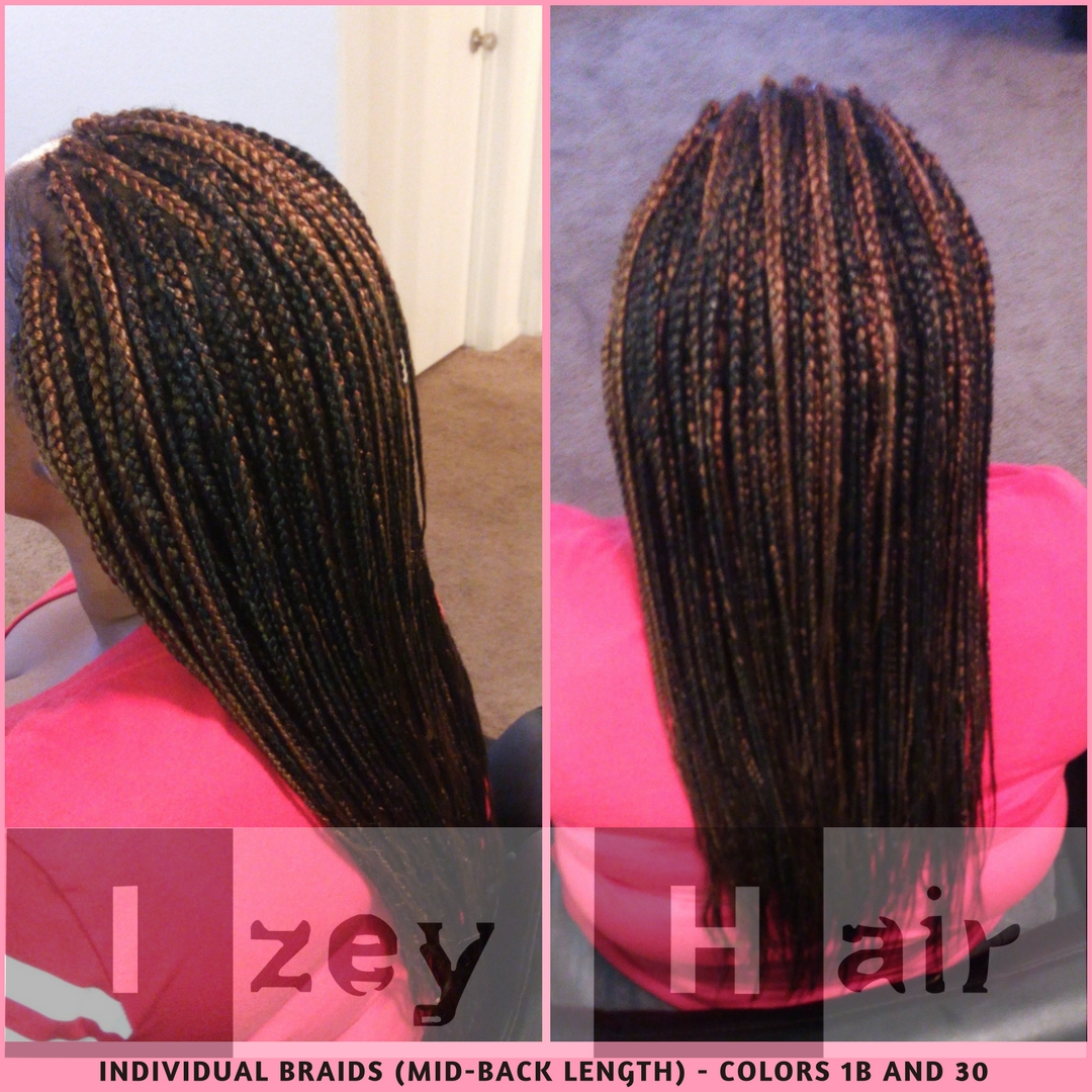 Individual Braids (mid-back length) - Colors 1B and 30