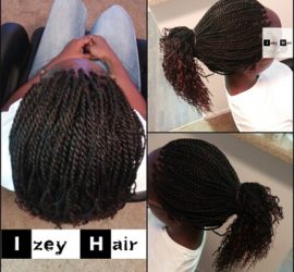 Senegalese Twists with Curled Ends - Colors 1B and Burgundy - Izey Hair