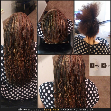 Micro-braids (Micros) for Long Hair - Colors 4, 30 and 27