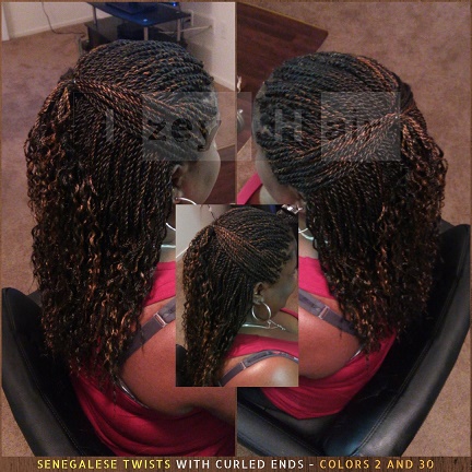 Senegalese Twists with Curled Ends - Colors 2 (Dark Brown) and 30 - Izey Hair