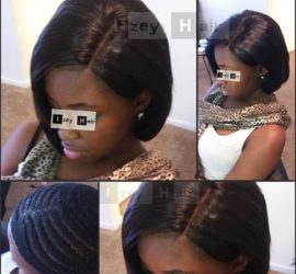 Sew-in Bob Weave with Brazilian Hair and Lace Closure -Without Glue - NO GLUE - Izey Hair