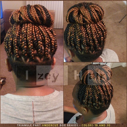 Triangle Part Undercut Box Braids - Colors 1B and 30 - Izey Hair