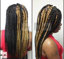 Long Jumbo (Poetic Justice) Braids - Black (color 1B) and Blond (color 27)