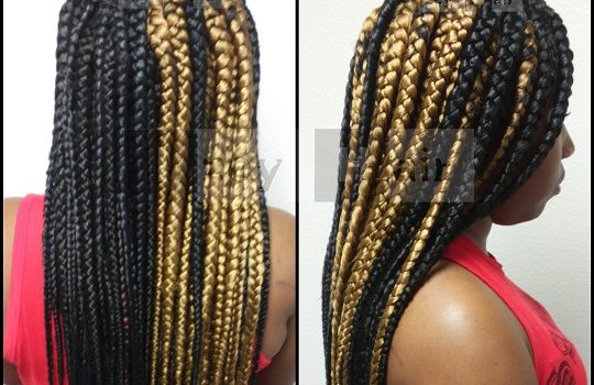 Long Jumbo (Poetic Justice) Braids - Black (color 1B) and Blond (color 27)
