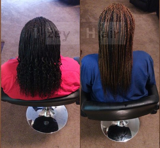 Individual Braids - Curled ends - Color 1B - Straight ends - Colors 30 & 99J