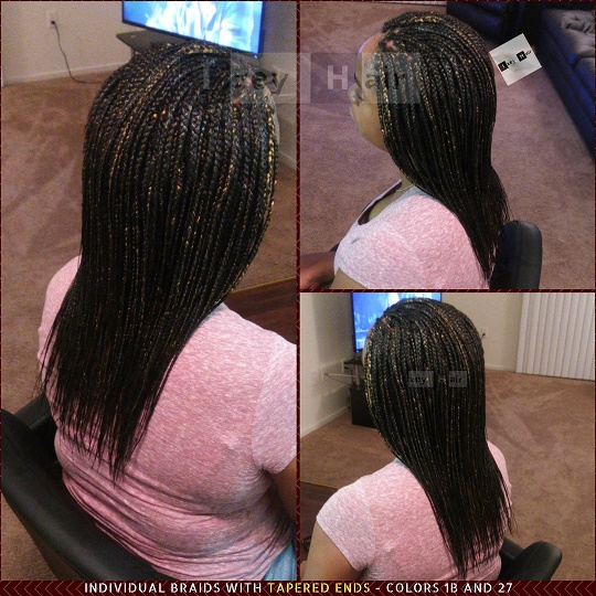 Individual Braids with Tapered Ends - Black (color 1B) with Blond Highlights (color 27)