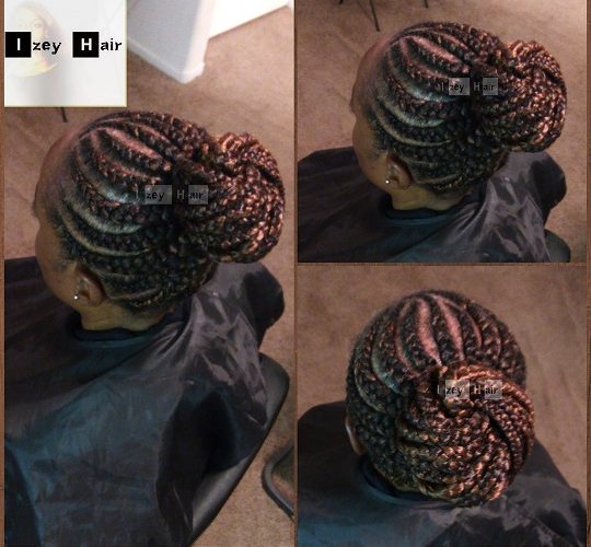 Feed-in Cornrows in a Bun - Colors 99J and 30