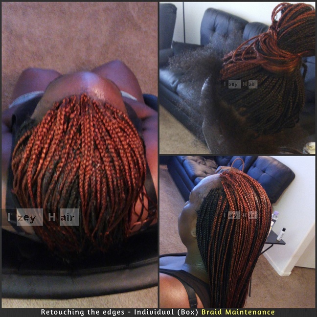 Retouching the edges - Individual (Box) Braid Maintenance - Izey Hair - Las Vegas, NV