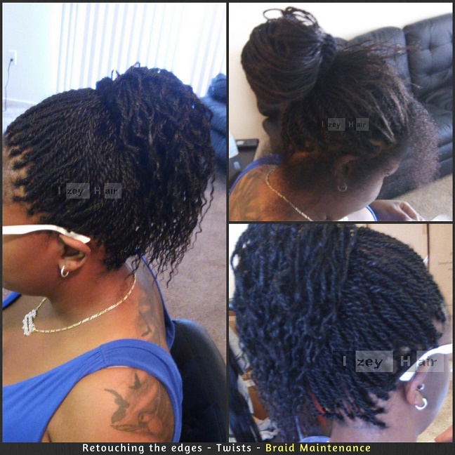 Retouching the edges - Twist - Braid Maintenance - Izey Hair - Las Vegas, NV