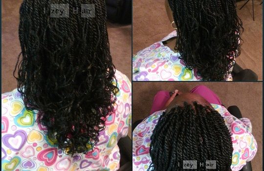 Senegalese Twists with Curled Ends (Flexible Rods)