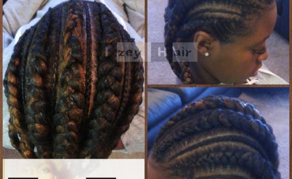 Big and Small Feed-in Cornrows - Feed in Braids - No Knot Cornrows- Colors 30 (Medium Auburn) and 2 (Brown).