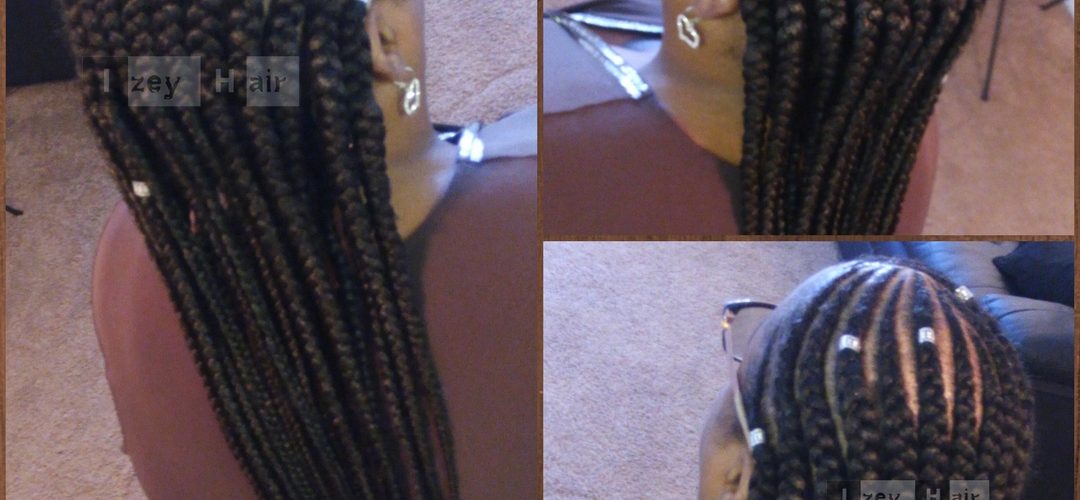 Feed-in cornrows with silver ornate decorative and adjustable hair cuff beads - Izey Hair - Las Vegas, NV