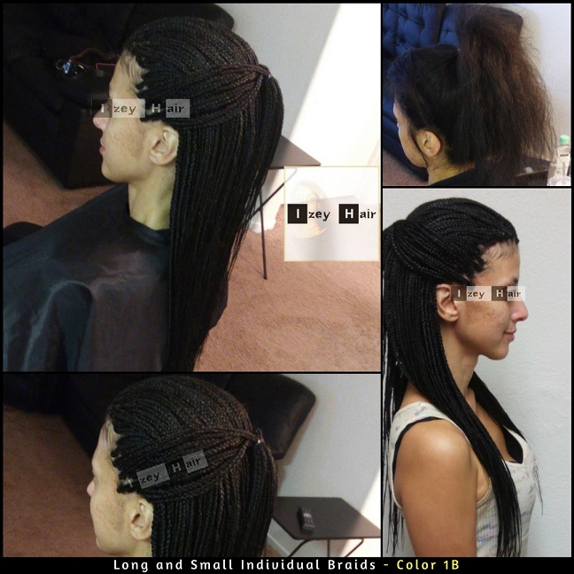 Long and Small Individual Braids - Color 1B (Off-Black) - Izey Hair - Las Vegas Nevada