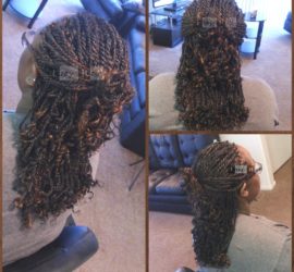 Senegalese Twists Curled With Rollers - Colors 1B (Off-Black) and 30 (Medium Auburn). Photo of Twist by Izey Hair - Las Vegas, NV. I used Xpressions Braiding Hair