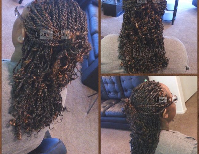 Senegalese Twists Curled With Rollers - Colors 1B (Off-Black) and 30 (Medium Auburn). Photo of Twist by Izey Hair - Las Vegas, NV. I used Xpressions Braiding Hair