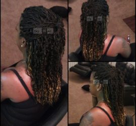 Senegalese Twists black and blond highlights - Dark Purple - Izey Hair - Las Vegas, NV