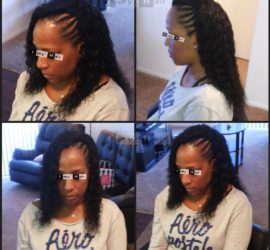 Part Weave and Part Feed-in Cornrows with Brazilian Deep Wave - Vegas