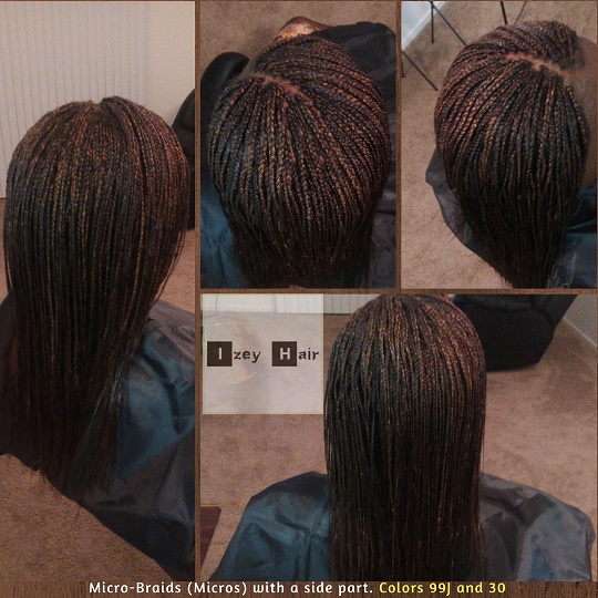 Micro-Braids (Micros) with a side part. Colors 99J and 30 - Izey Hair Las Vegas