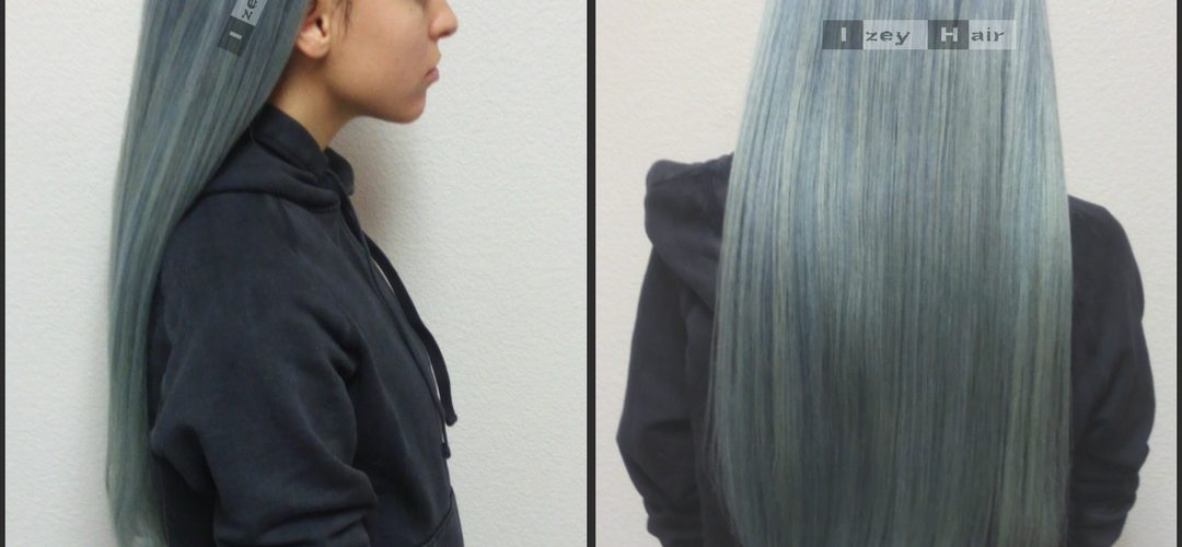 Cornrows - Faux Side Cut with Blue-ish Grey Brazilian Body Wave - Izey Hair - Vegas