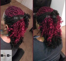 Senegalese Twist with Curled Ends - Black and Burgundy