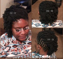Part Feed-In Cornrows and Part Kinky Twists - Color 1B (off-black): Photo by Izey Hair in Las Vegas, NV