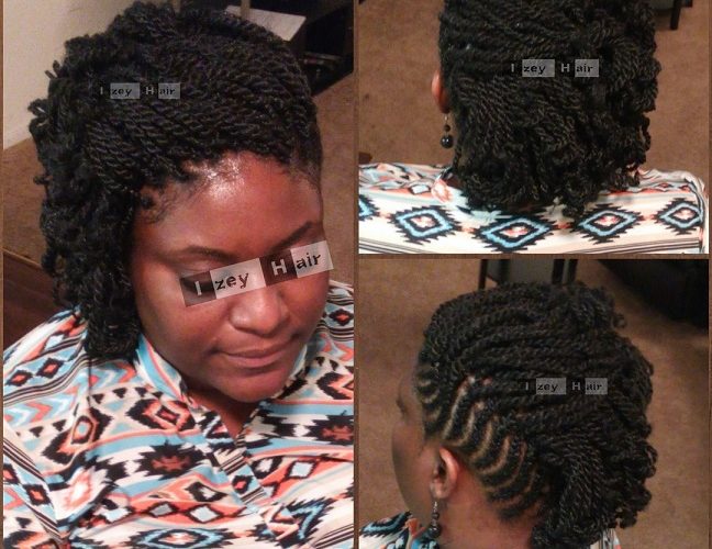 Part Feed-In Cornrows and Part Kinky Twists - Color 1B (off-black): Photo by Izey Hair in Las Vegas, NV
