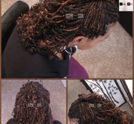 Senegalese Twists Curled with Flexirods - Colors 1B (off-black) and 30 (medium auburn): Photo by Izey Hair in Las Vegas, NV