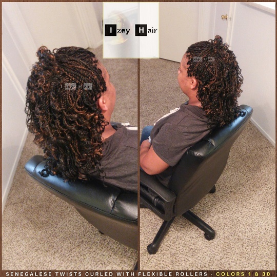 Senegalese Twists Curled With Flexible Rollers - Colors 1 & 30 - Izey Hair - Las Vegas, NV - Copy