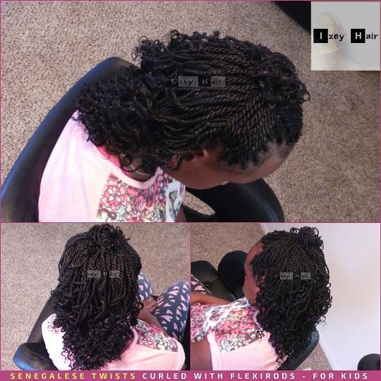 Senegalese Twists Curled with Flexirods for Kids - Izey Hair - Las Vegas, NV