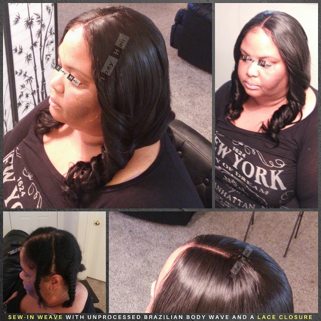 Sew-in Weave with Unprocessed Brazilian Body Wave and a Lace Closure - Izey Hair - Las Vegas, NV