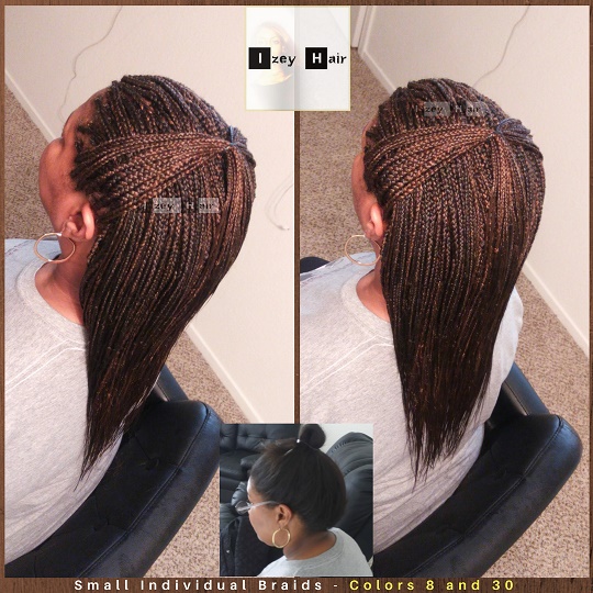 Small Individual Braids - Colors 8 and 30 - Izey Hair - Las Vegas, NV