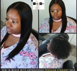 Sew-in Weave with Unprocessed Peruvian Straight hair Color - Natural Black - Izey Hair - Las Vegas