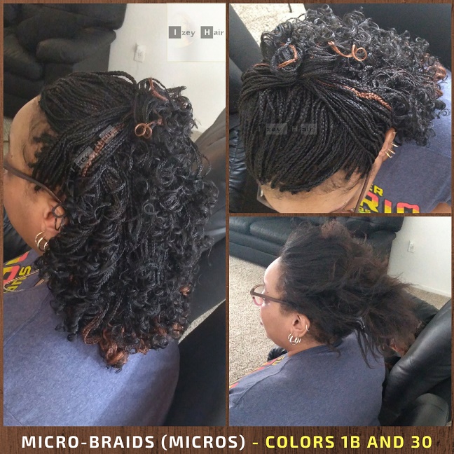 Micro-Braids (Micros) Braid Curls - Colors 1B and 30 - Izey Hair - Las Vegas, NV