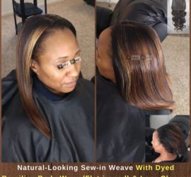 Natural-Looking Sew-in Weave With Dyed Brazilian Body Wave (Flat-ironed) and Lace Closure - Izey Hair - Las Vegas, NV