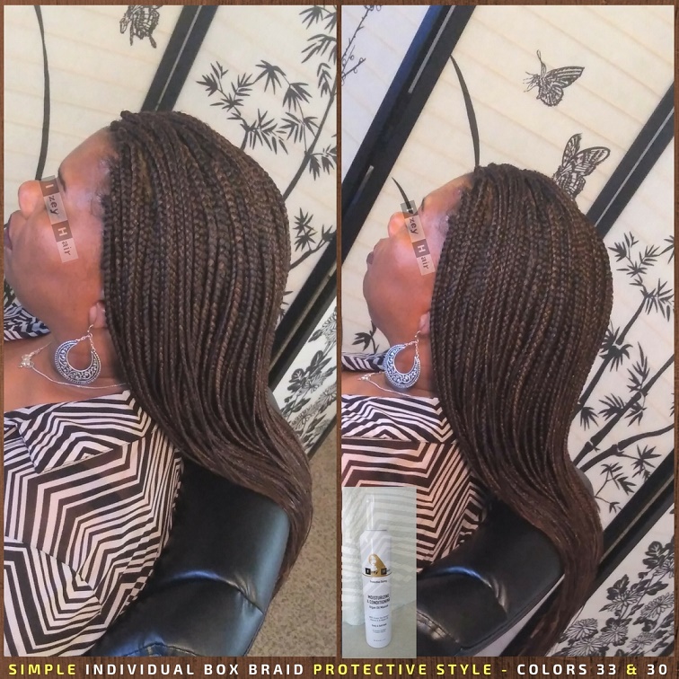 Simple Individual Box Braid Protective Style - Colors 33 and 30 - Izey Hair - Las Vegas, NV