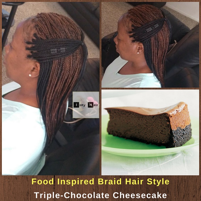 Food Inspired Braid Hair Style. Triple-Chocolate Cheesecake - Izey Hair - Las Vegas, NV