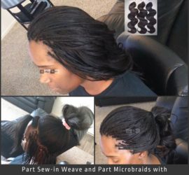 Part Sew-in Weave and Part Microbraids with 3 Bundles of Brazilian Body Wave