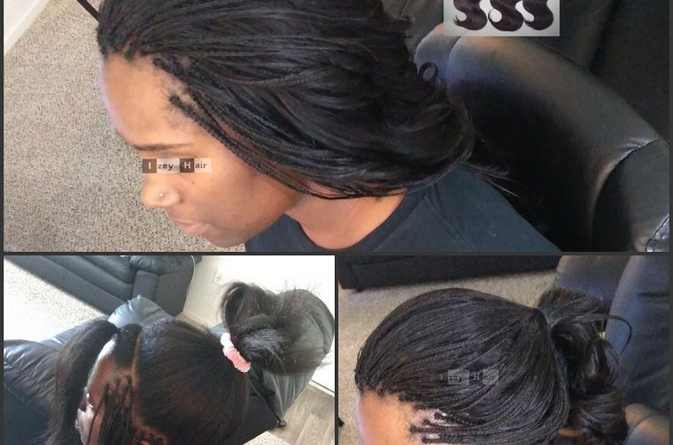Part Sew-in Weave and Part Microbraids with 3 Bundles of Brazilian Body Wave