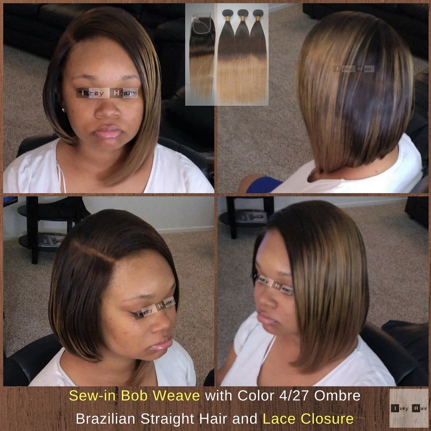 Sew In Bob Weave With Color 4 27 Ombre Brazilian Straight