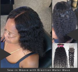 Sew-in Weave with Brazilian Water Wave Bundles and Lace Closure