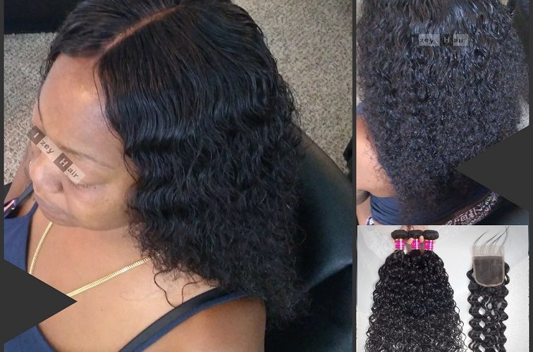Sew-in Weave with Brazilian Water Wave Bundles and Lace Closure