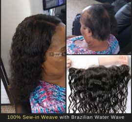 100% Sew-in Weave with Brazilian Water Wave and Lace Frontal Closure Photo by Izey Hair in Las Vegas, NV