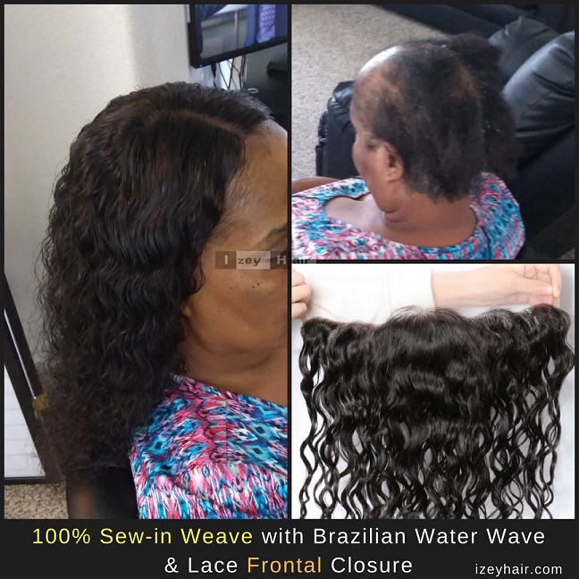 100% Sew-in Weave with Brazilian Water Wave and Lace Frontal Closure Photo by Izey Hair in Las Vegas, NV