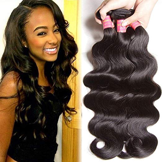 Beauty Forever Co.,Ltd -- 3 Bundles of Brazilian Body Wave Unprocessed Virgin Human Hair Weft Extensions - Natural Black