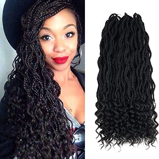 Goddess Crochet Box Braids with Curly ends (Color 1B)
