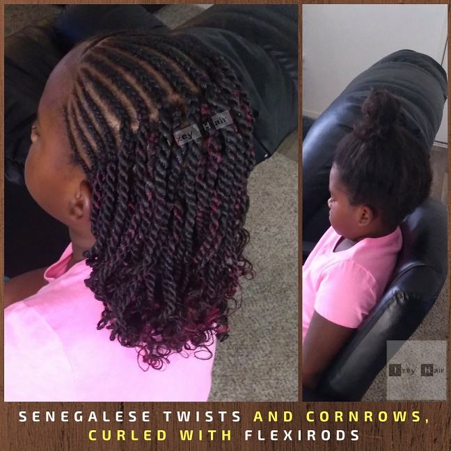 Senegalese Twists and Cornrows, Curled with Flexirods - Izey Hair - Las Vegas, NV