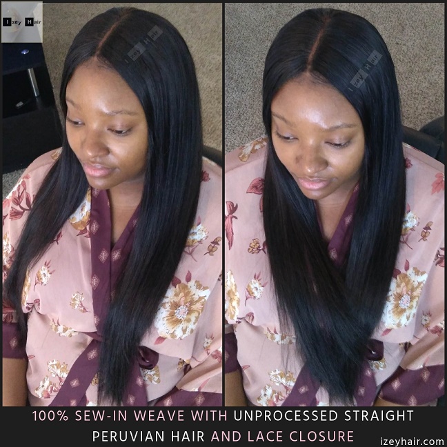 Unprocessed Virgin Straight Peruvian Hair 100 Sew In