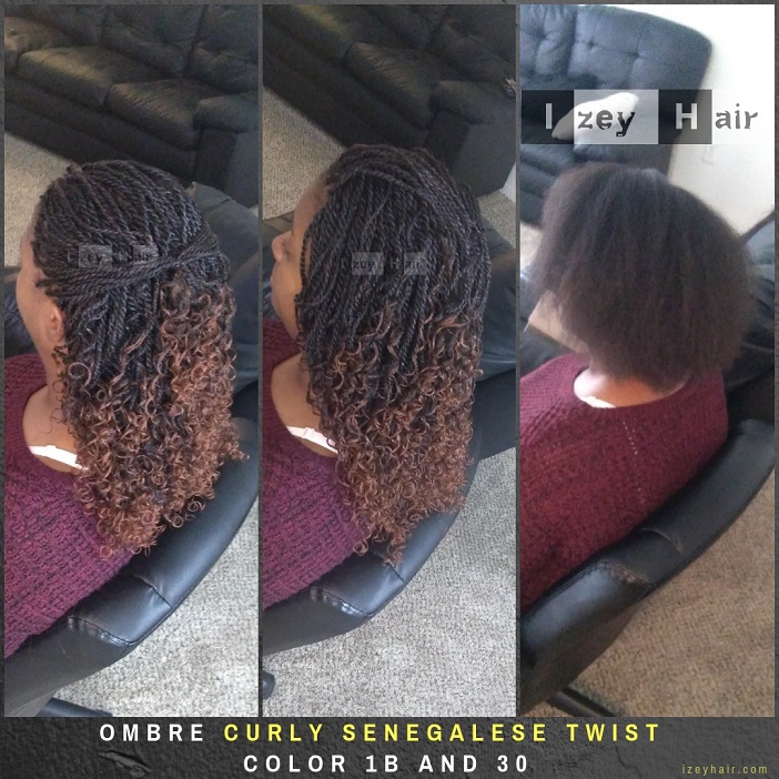 Ombre Curly Senegalese Twist. Color 1B and 30 - Izey Hair - Las Vegas, NV
