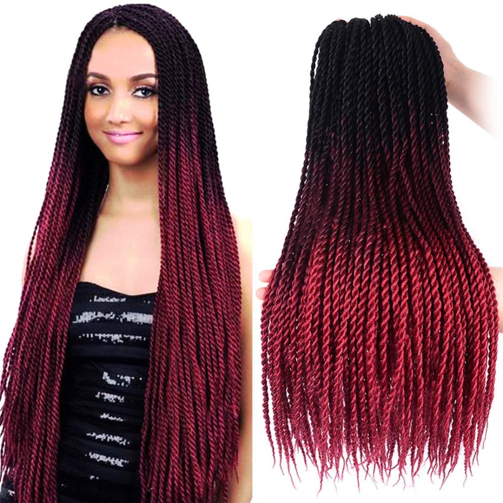 Crochet Senegalese Twist - 2 Colors: black and wine red