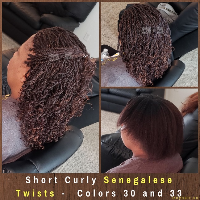 Short Curly Senegalese Twists - Colors 30 and 33